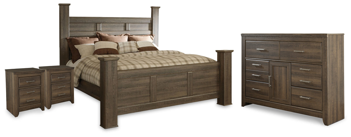 Furniture City Houma - Ashley Furniture - Juararo California King Poster Bed, Dresser and 2 Nightstands - California King Poster Bed, Dresser and 2 Nightstands - B251B47