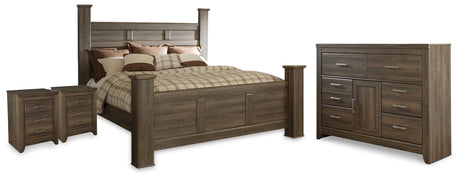 Furniture City Houma - Ashley Furniture - Juararo California King Poster Bed, Dresser and 2 Nightstands - California King Poster Bed, Dresser and 2 Nightstands - B251B47