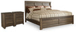 Furniture City Houma - Ashley Furniture - Juararo King Panel Bed and 2 Nightstands - King Panel Bed and 2 Nightstands / Dark Brown - B251B45