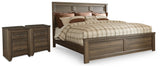 Furniture City Houma - Ashley Furniture - Juararo King Panel Bed and 2 Nightstands - King Panel Bed and 2 Nightstands / Dark Brown - B251B45
