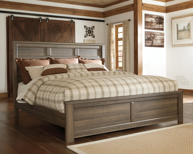 Furniture City Houma - Ashley Furniture - Juararo King Panel Bed - King Panel Bed / Dark Brown - B251B9