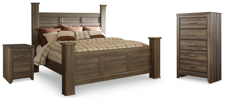 Furniture City Houma - Ashley Furniture - Juararo King Poster Bed, Chest and Nightstand - King Poster Bed, Chest and Nightstand - B251B34