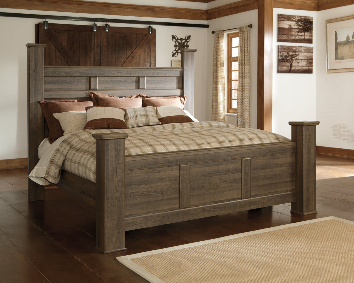 Furniture City Houma - Ashley Furniture - Juararo Bedroom - California King Poster Bed / Dark Brown - B251B12