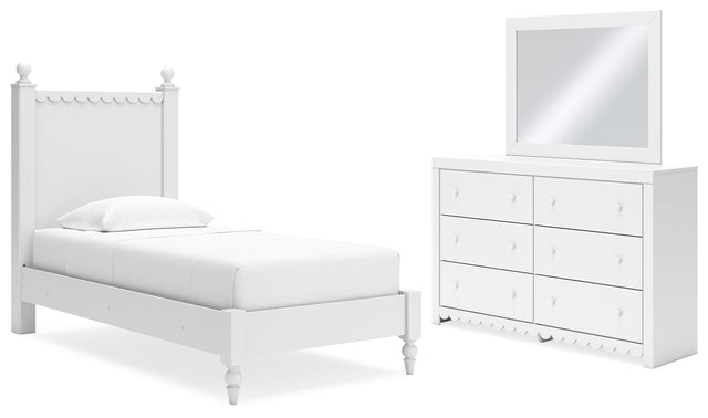 Furniture City Houma - Ashley Furniture - Mollviney Twin Panel Bed, Dresser and Mirror - Twin Panel Bed, Dresser and Mirror - B2540B4