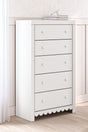 Furniture City Houma - Ashley Furniture - Mollviney Chest of Drawers - Five Drawer Chest / White - B2540-46