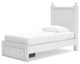 Mollviney Twin Panel Storage Bed, Dresser and Mirror