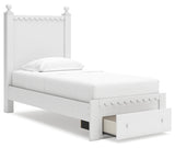 Mollviney Twin Panel Storage Bed, Dresser and Mirror