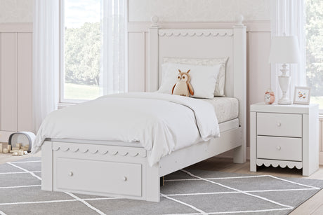 Furniture City Houma - Ashley Furniture - Mollviney Twin Panel Storage Bed - Twin Panel Storage Bed / White - B2540B6