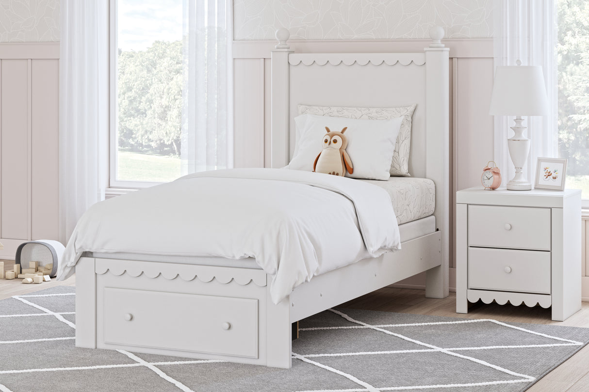 Mollviney Twin Panel Storage Bed, Dresser and Mirror