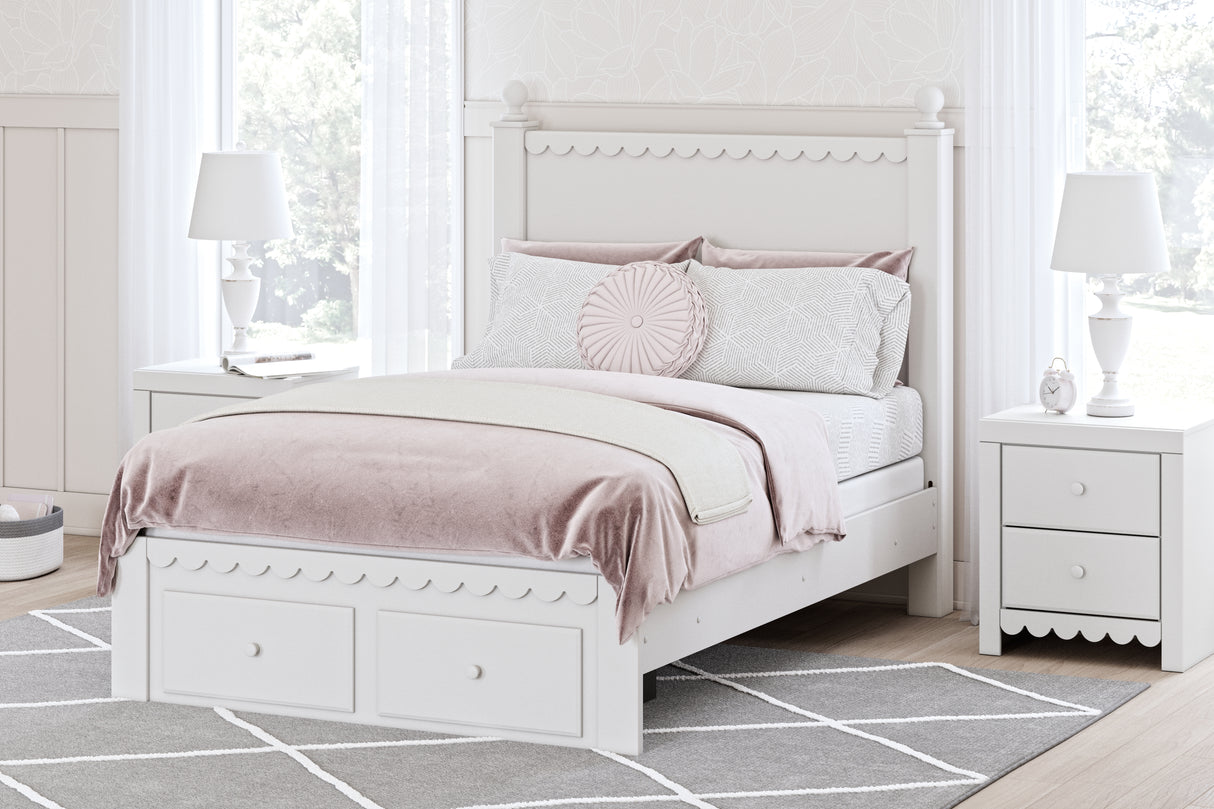Mollviney Full Panel Storage Bed, Dresser and Mirror
