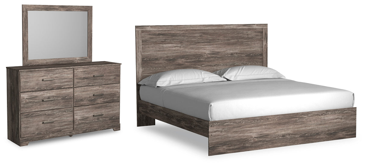 Furniture City Houma - Ashley Furniture - Ralinksi King Panel Bed - King Panel Bed, Dresser and Mirror / Gray - B2587B13