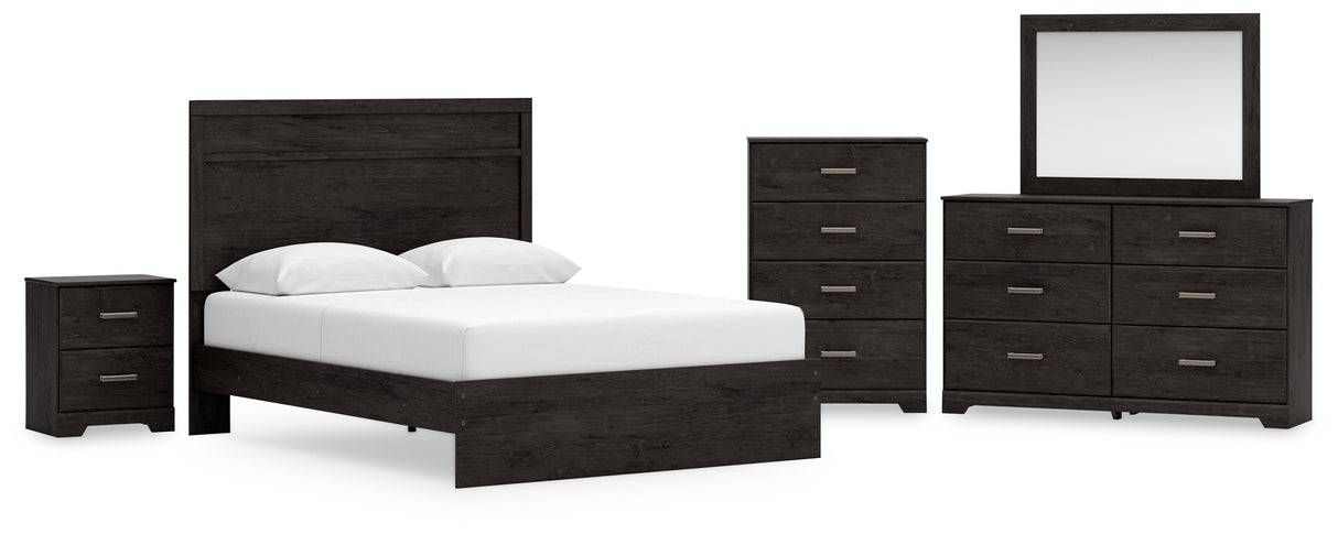 Furniture City Houma - Ashley Furniture - Belachime Queen Panel Bed - Queen Panel Bed, Dresser, Mirror, Chest and Nightstand / Charcoal - B2589B16