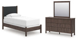 Furniture City Houma - Ashley Furniture - Pamytta Twin Upholstered Panel Bed, Dresser and Mirror - Twin Upholstered Panel Bed, Dresser and Mirror - PCB2614B21