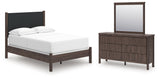 Pamytta Full Upholstered Panel Bed, Dresser and Mirror