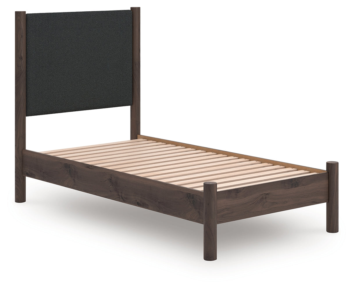 Furniture City Houma - Ashley Furniture - Pamytta Bedroom - Twin Upholstered Panel Platform Bed / Brown - PCB2614B8
