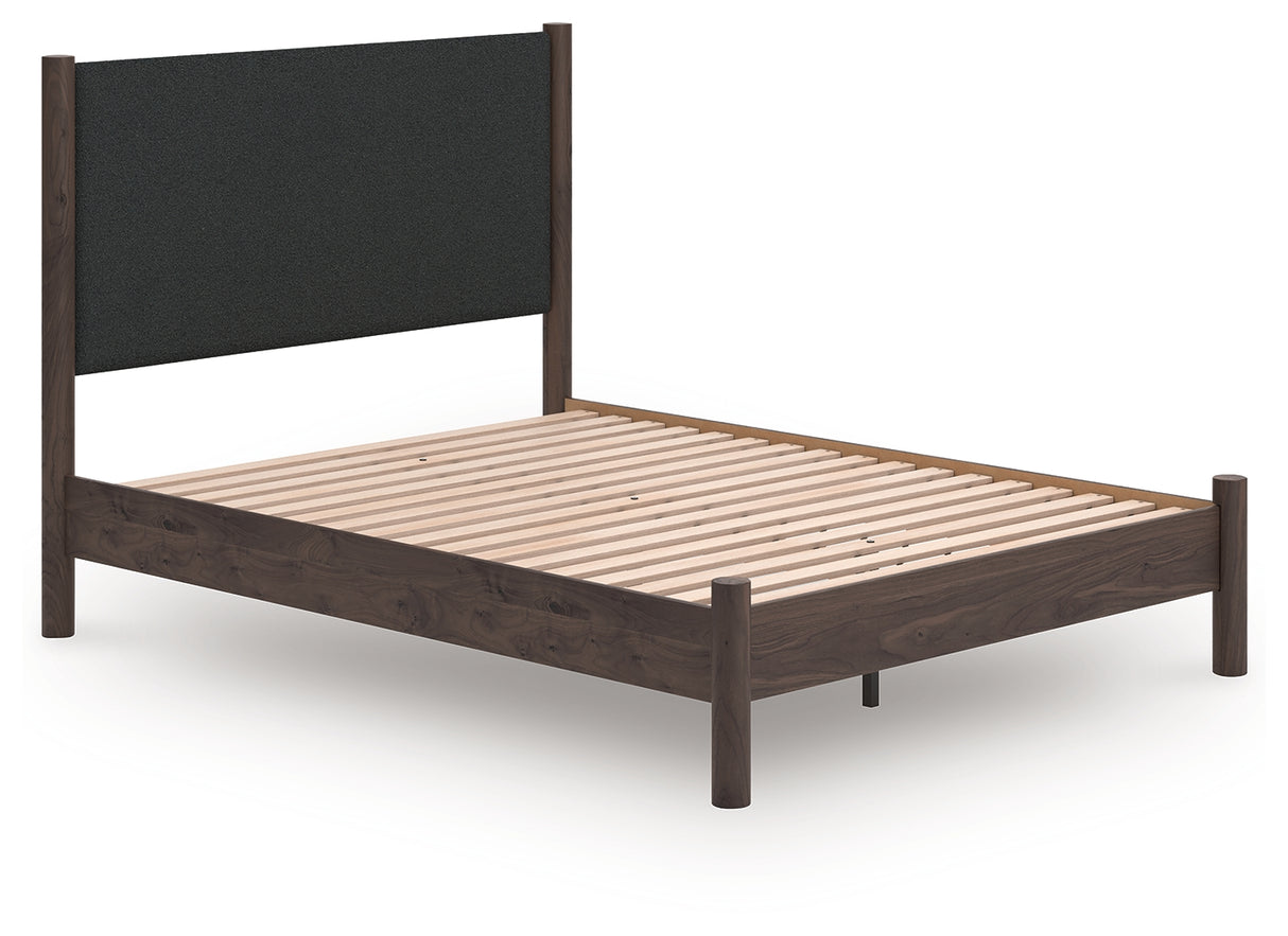 Furniture City Houma - Ashley Furniture - Pamytta Bedroom - Queen Upholstered Panel Platform Bed / Brown - PCB2614B12