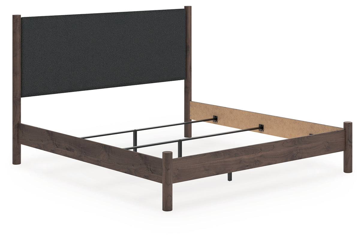 Furniture City Houma - Ashley Furniture - Pamytta Bedroom - King Upholstered Panel Bed / Brown - PCB2614B29