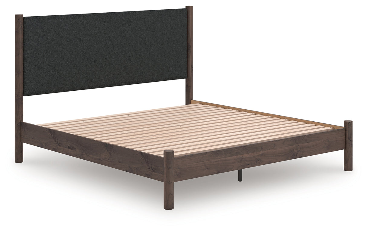 Furniture City Houma - Ashley Furniture - Pamytta Bedroom - King Upholstered Panel Platform Bed / Brown - PCB2614B28