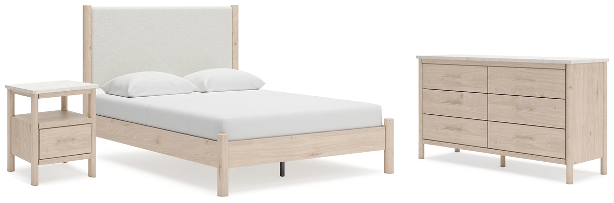 Furniture City Houma - Ashley Furniture - Cadmori Queen Upholstered Panel Bed - Queen Upholstered Panel Bed, Dresser and Nightstand / Two-tone - B2615B10