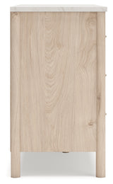 Cadmori Queen Upholstered Panel Bed, Dresser and Nightstand