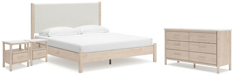 Furniture City Houma - Ashley Furniture - Cadmori King Panel Bed, Dresser and 2 Nightstands - King Panel Bed, Dresser and 2 Nightstands / Tan - B2615B24