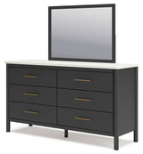 Cadmori Full Upholstered Panel Bed, Dresser and Mirror