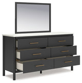 Cadmori Full Upholstered Panel Bed, Dresser and Mirror