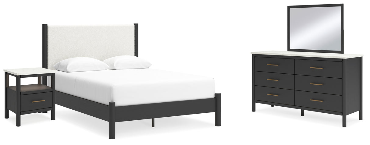 Furniture City Houma - Ashley Furniture - Cadmori Queen Panel Bed, Dresser, Mirror and Nightstand - Queen Panel Bed, Dresser, Mirror and Nightstand / Black/White - B2616B21