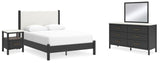 Cadmori Queen Panel Bed, Dresser, Mirror and Nightstand