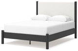 Cadmori Queen Upholstered Panel Bed, Dresser and Mirror