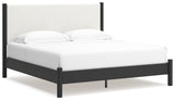 Cadmori King Upholstered Panel Bed, Dresser and Mirror