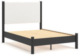 Cadmori Full Upholstered Panel Bed, Dresser and Mirror