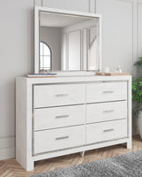 Altyra Queen Upholstered Panel Bed, Dresser and Mirror