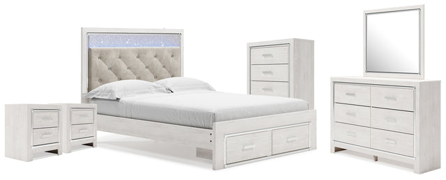 Furniture City Houma - Ashley Furniture - Altyra Queen Storage Bed, Dresser Mirror, Chest and 2 Nightstands - Queen Storage Bed, Dresser Mirror, Chest and 2 Nightstands / White - B2640B72