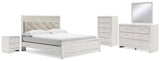 Furniture City Houma - Ashley Furniture - Altyra King Panel Bed - King Panel Bed, Dresser, Mirror, Chest and Nightstand / White - B2640B59