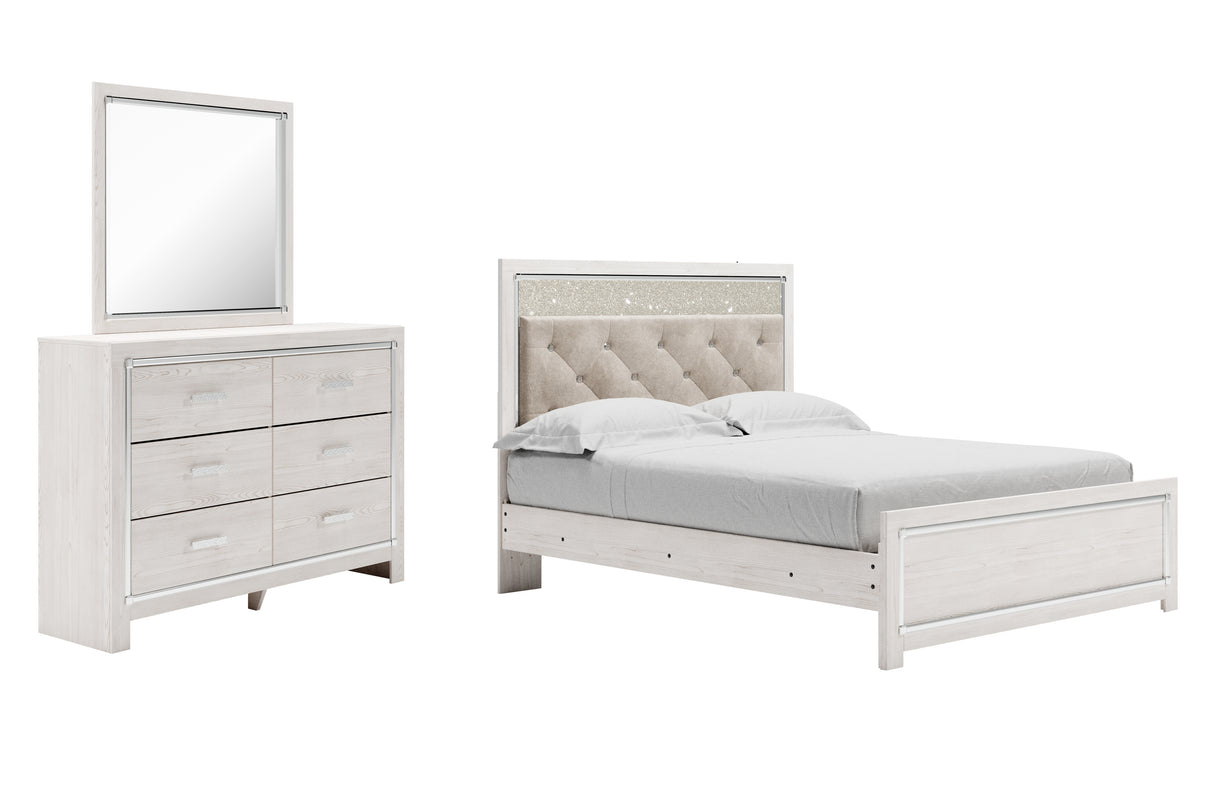 Furniture City Houma - Ashley Furniture - Altyra Queen Panel Bed - Queen Panel Bed, Dresser and Mirror / White - B2640B10