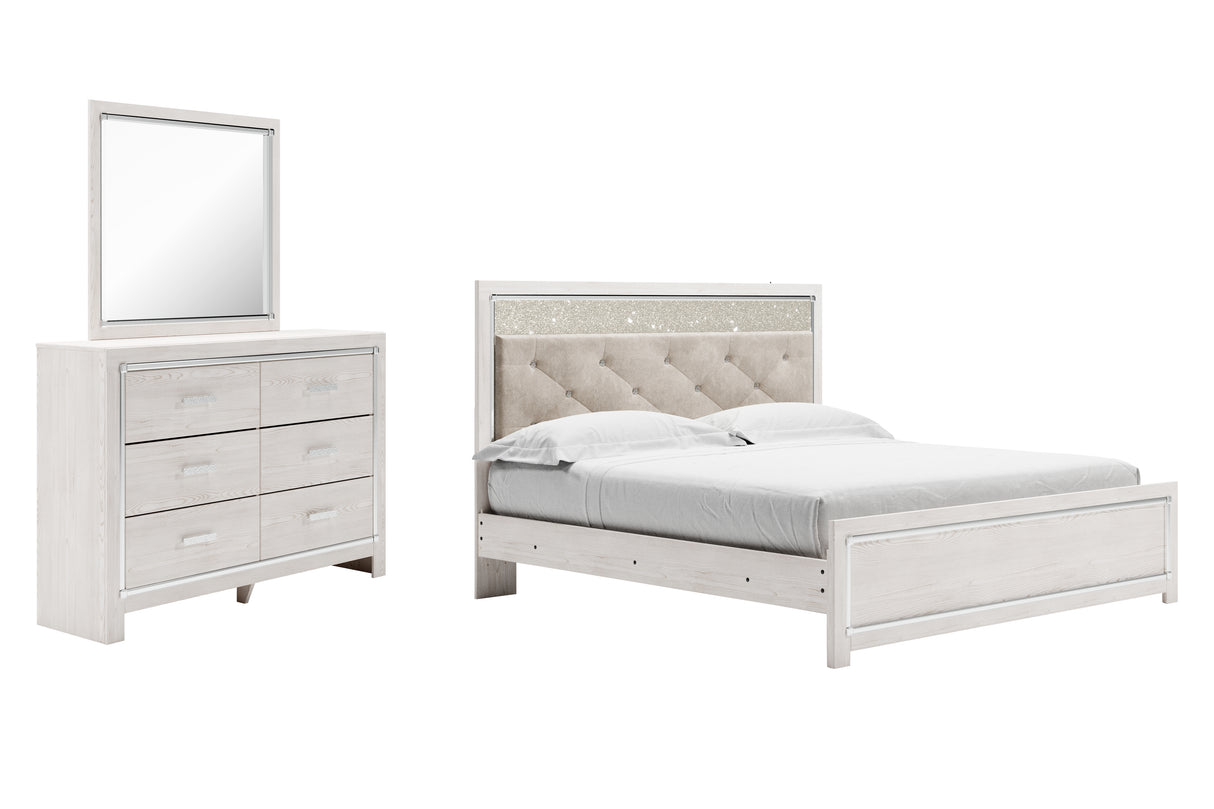 Furniture City Houma - Ashley Furniture - Altyra King Panel Bed - King Panel Bed, Dresser and Mirror / White - B2640B57
