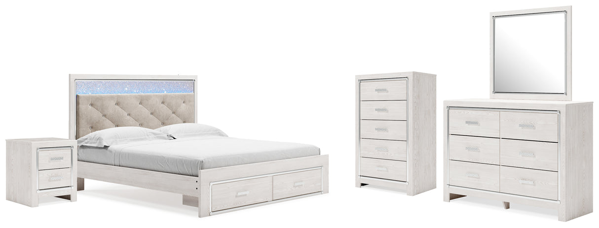 Furniture City Houma - Ashley Furniture - Altyra King Upholstered Storage Bed - King Upholstered Storage Bed, Dresser, Mirror, Chest, and Nightstand / White - B2640B40