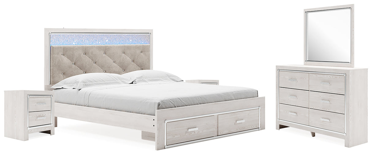 Furniture City Houma - Ashley Furniture - Altyra King Upholstered Storage Bed - King Upholstered Storage Bed, Dresser, Mirror and 2 Nightstands / White - B2640B37