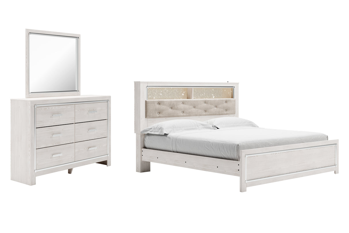 Furniture City Houma - Ashley Furniture - Altyra King Panel Bookcase Bed - King Panel Bookcase Bed, Dresser and Mirror / White - B2640B58