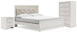 Furniture City Houma - Ashley Furniture - Altyra King Panel Bed - King Panel Bed, Chest and 2 Nightstands / White - B2640B61