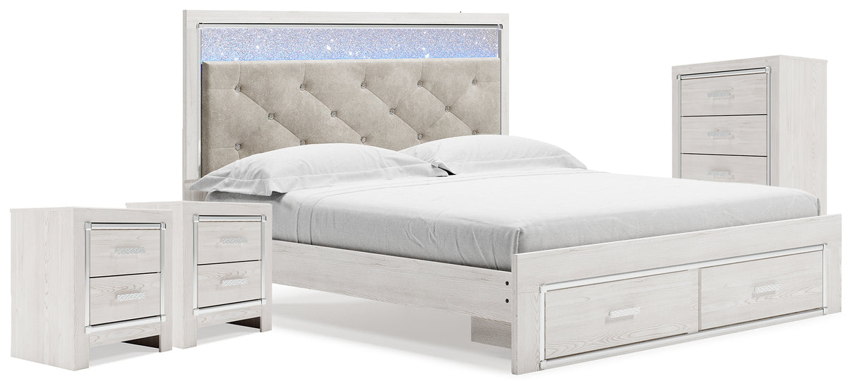 Furniture City Houma - Ashley Furniture - Altyra King Storage Bed, Chest and 2 Nightstands - King Storage Bed, Chest and 2 Nightstands / White - B2640B67