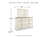 Willowton Queen Panel Bed, Dresser and Mirror