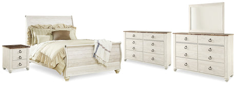 Furniture City Houma - Ashley Furniture - Willowton Queen Bed, Dresser, Mirror and Chest - Queen Bed, Dresser, Mirror and Chest - B267B58