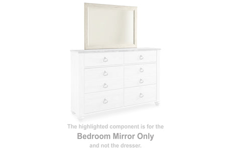 Furniture City Houma - Ashley Furniture - Willowton Bedroom Mirror - Bedroom Mirror / Whitewash - B267-36