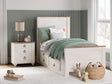 Furniture City Houma - Ashley Furniture - Willowton Twin Panel Bed with 2 Storage Drawers - Twin Panel Bed with 2 Storage Drawers / Whitewash - B267B21