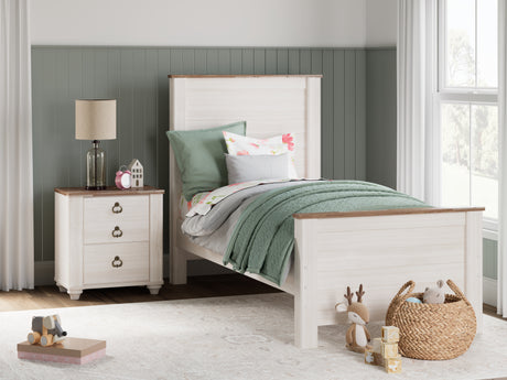 Furniture City Houma - Ashley Furniture - Willowton Twin Panel Bed - Twin Panel Bed / Whitewash - B267B15