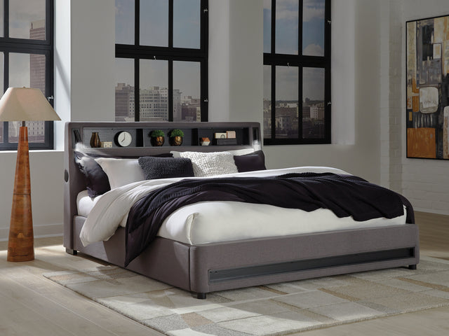 Furniture City Houma - Ashley Furniture - Verishaw Bedroom - King Upholstered Bed / Gray - PCB2721B21