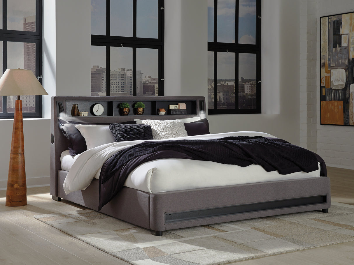 Furniture City Houma - Ashley Furniture - Verishaw Bedroom - California King Upholstered Bed / Gray - PCB2721B22