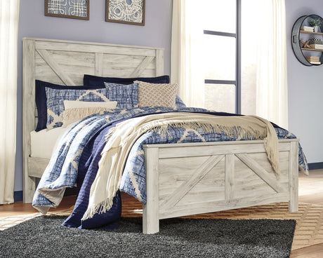 Furniture City Houma - Ashley Furniture - Bellaby Queen Crossbuck Panel Bed - Queen Crossbuck Panel Bed / Whitewash - B331B6